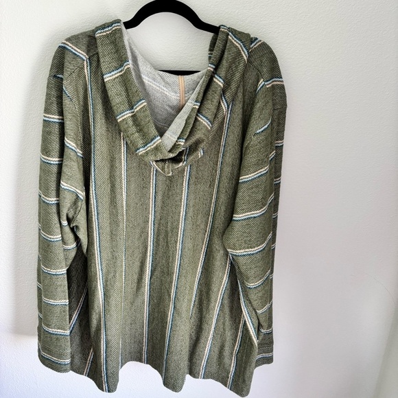 Natural Reflections Green Striped Baja Hoodie Pullover Sweater 2X - Picture 6 of 10